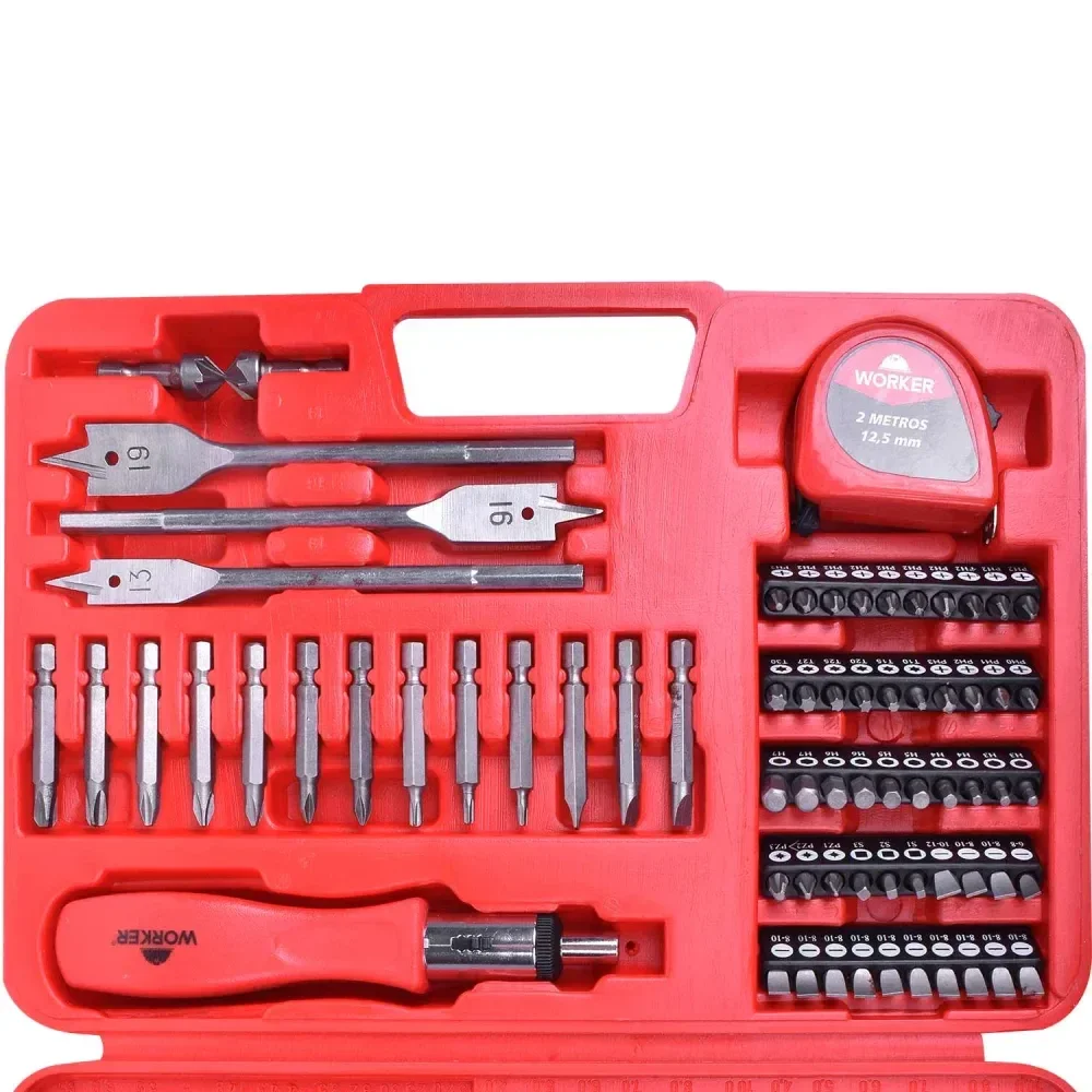 Jogo De Brocas E Ponteiras Bits Com 110 Peç Worker - Imagem 4