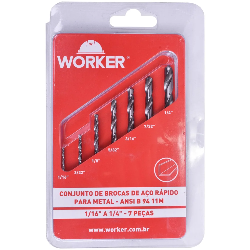 Jogo De Brocas Helicoidais Em Aço Rápido Para Metais 7 Peç Worker - Imagem 2