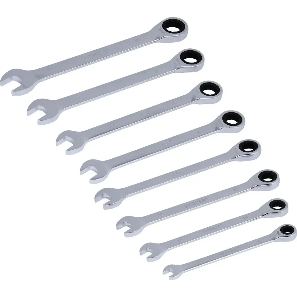 Jogo De Chave Combinada Com Catraca 8Pcs 8-19Mm Worker - Imagem 3