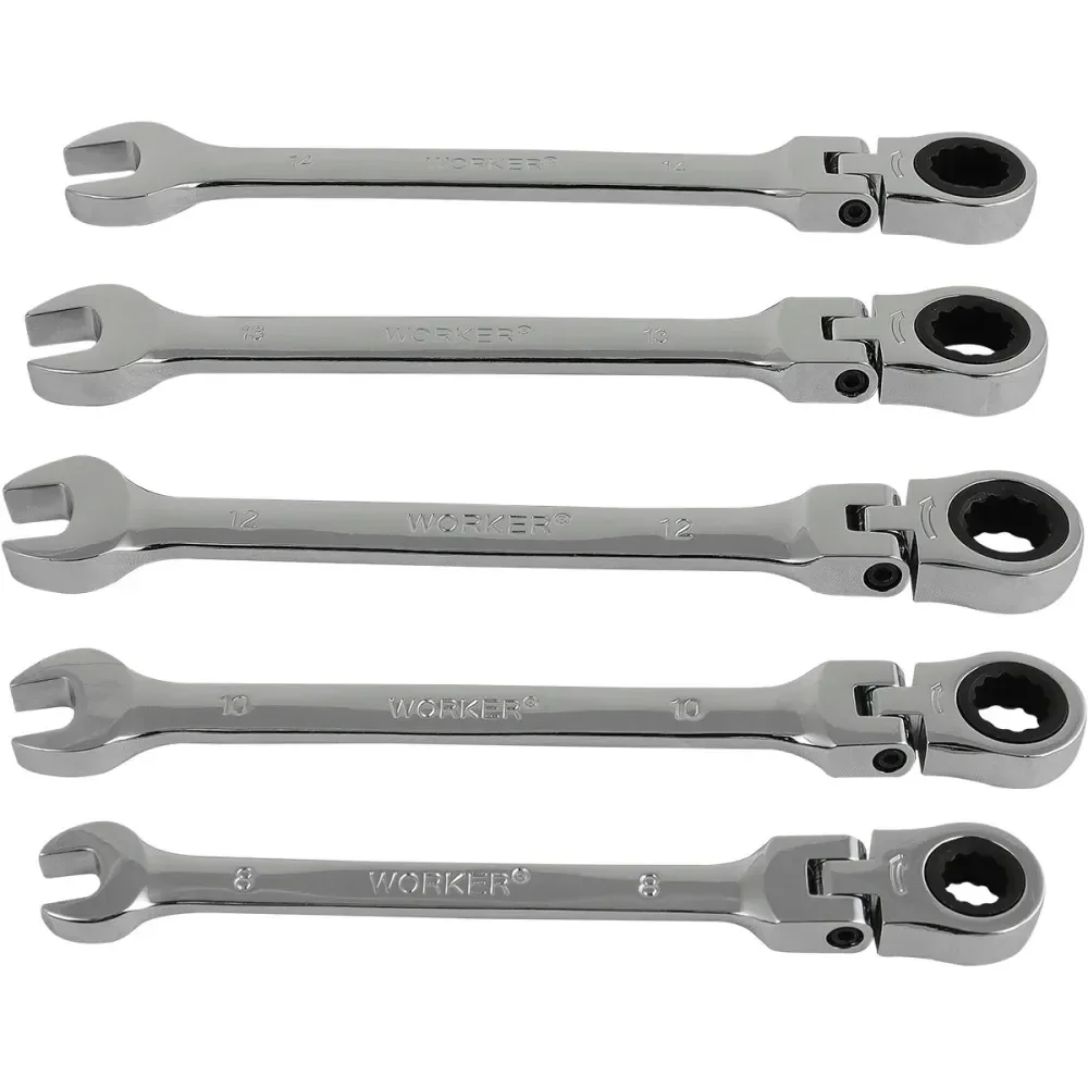 Jogo De Chaves Combinadas Com Catraca Flexível 5 Peç Worker - Imagem 2