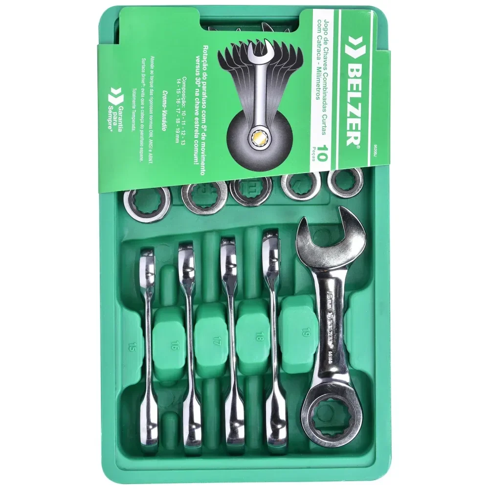 Jogo De Chaves Curtas C/Catraca 10 A 19Mm 10 Pçs Belzer/Sata - Imagem 4