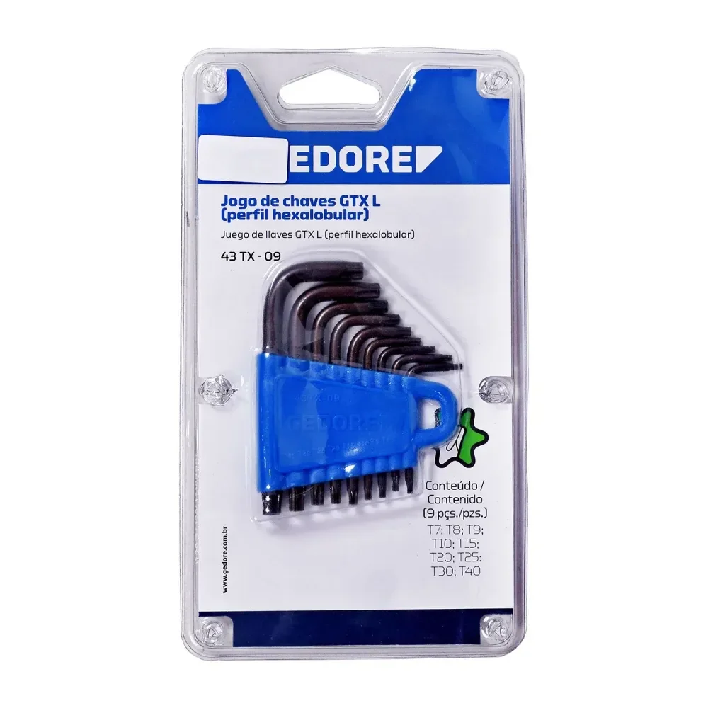 Jogo De Chaves Em L Hexalobular T7 À T40 Gedore - 9 Peç - Imagem 5