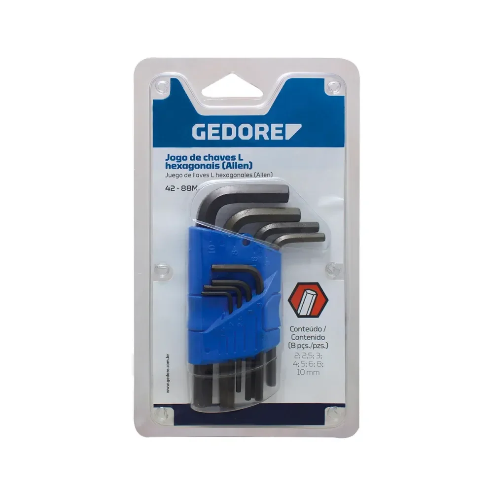 Jogo De Chaves L Hexagonais Curta 1/16-3/8 Com 9 Peç Gedore - Imagem 2