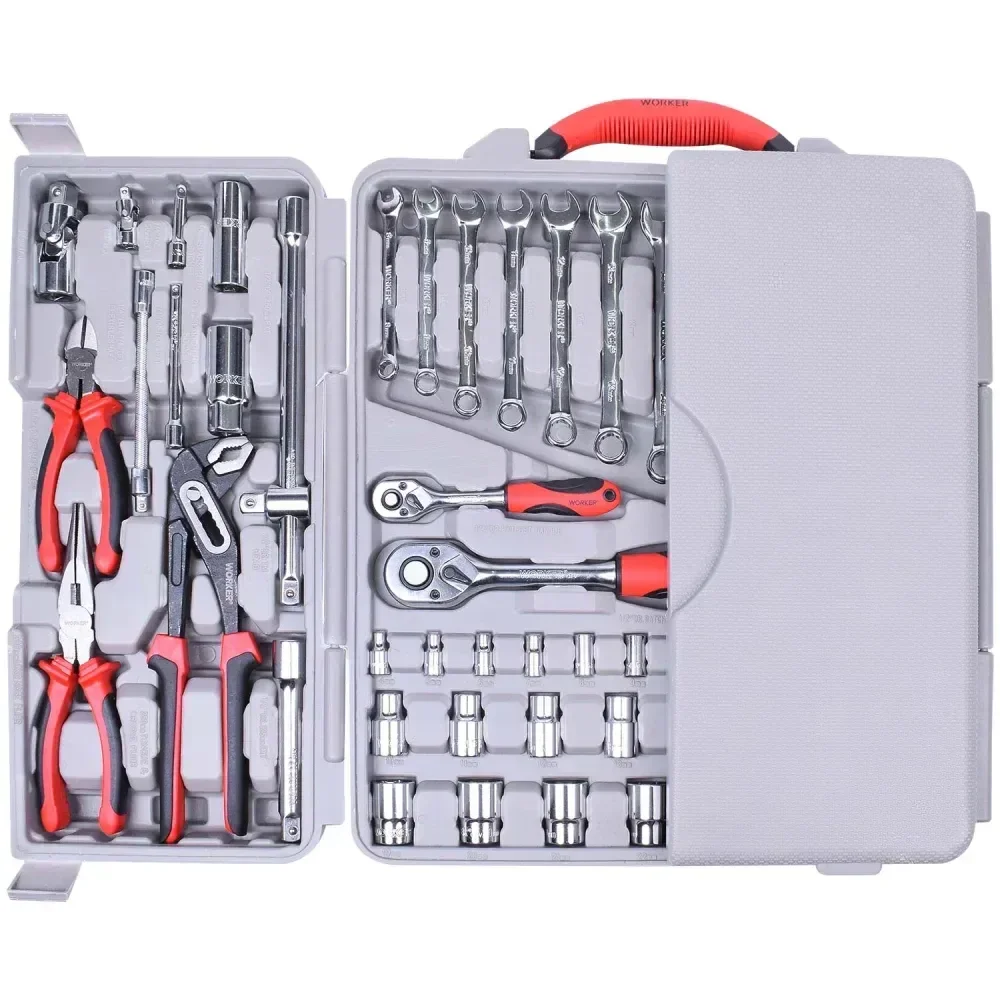 Jogo De Ferramentas 110 Peç Aço Cromo Vanádio Worker - Imagem 2