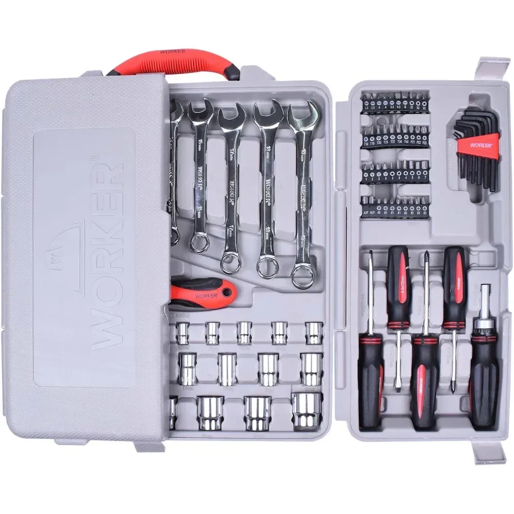 Jogo De Ferramentas 110 Peç Aço Cromo Vanádio Worker - Imagem 3