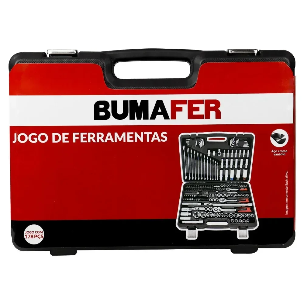 Jogo De Ferramentas 178 Peç Aço Cromo Vanádio Bumafer - Imagem 4