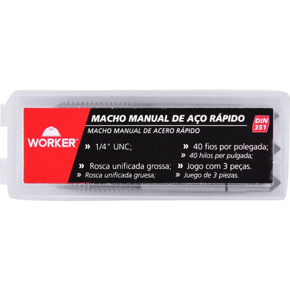 Jogo De Macho Manual Din351 Bsw 1/4 3 Peç Worker - Imagem 6