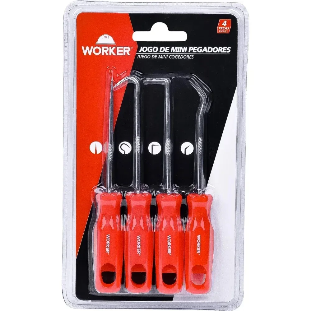 Conjunto de Mini Pegadores Worker: 4 peç eficientes e práticas.