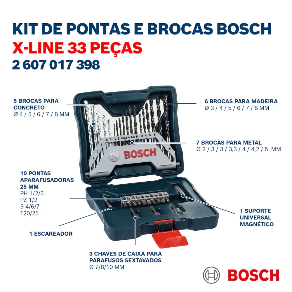 Jogo De Pontas E Brocas X-Line 33 Peç Bosch - Imagem 6