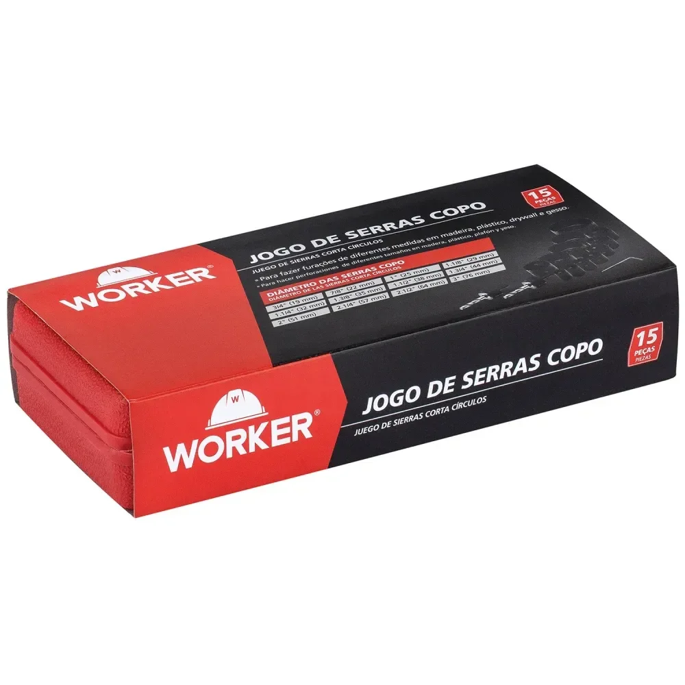 Jogo De Serra Copos Para Furos Em Madeira Com 15 Peç Worker - Imagem 3