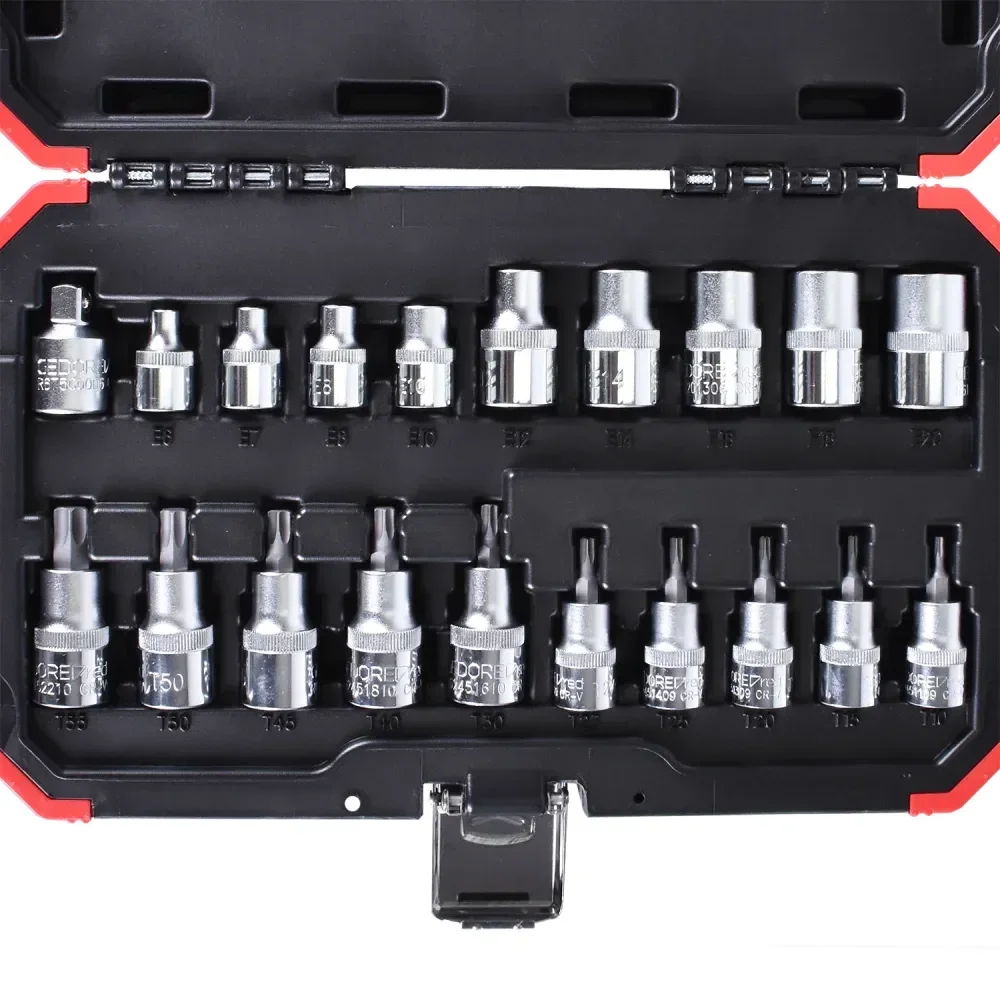 Jogo De Soquetes 3/8 Mais 1/2 Tx Com 20Pcs Gedore Red - Imagem 5