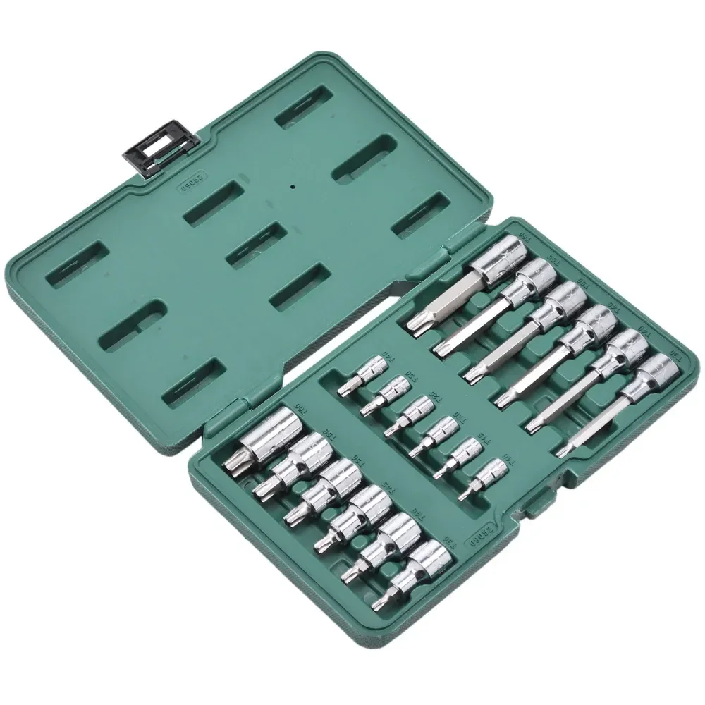 Jogo De Soquetes Com Bits Torx 18 Peç 1/4 E 1/2” Sata - Imagem 2