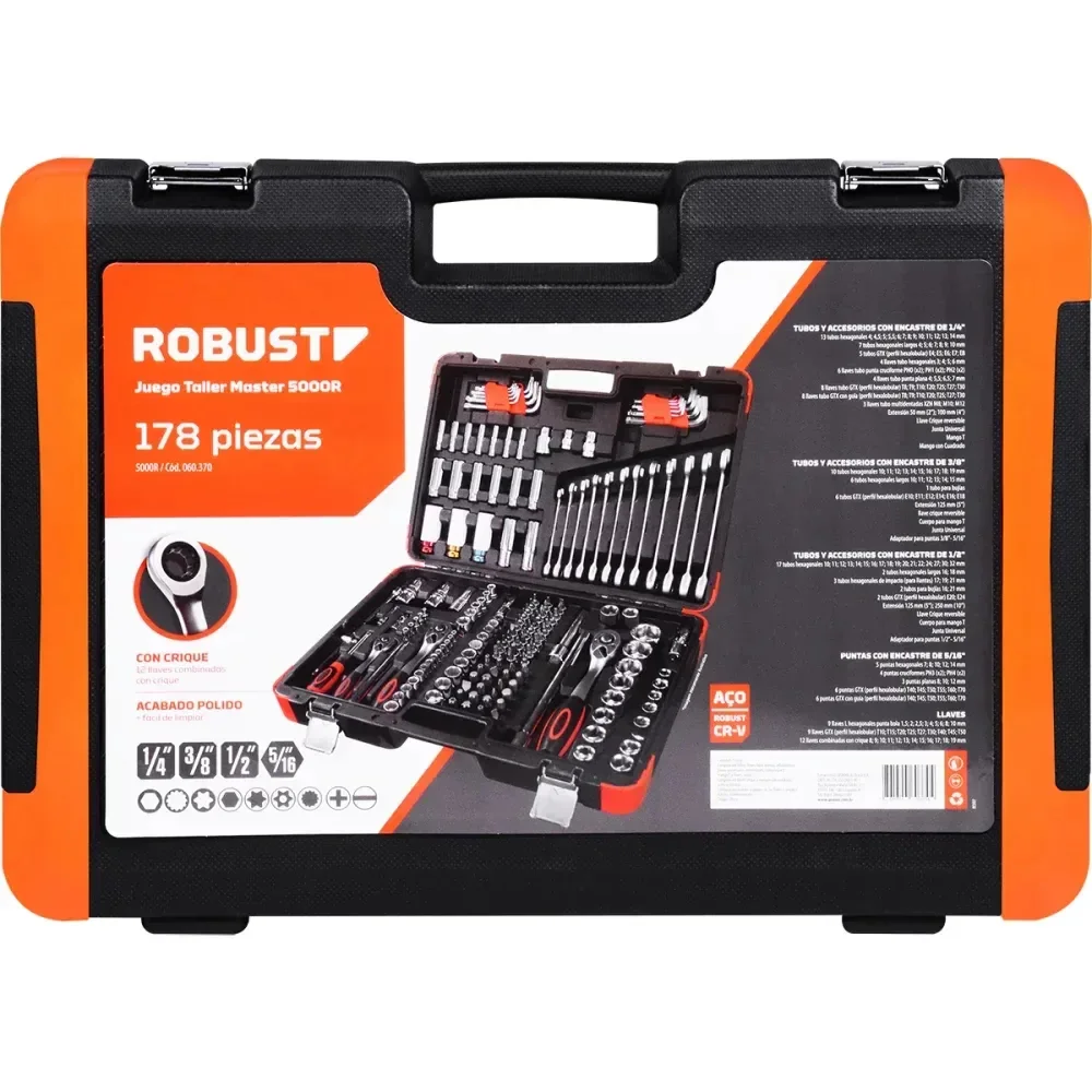 Jogo de Soquetes e Bits Master 5000R 178 peças Robust