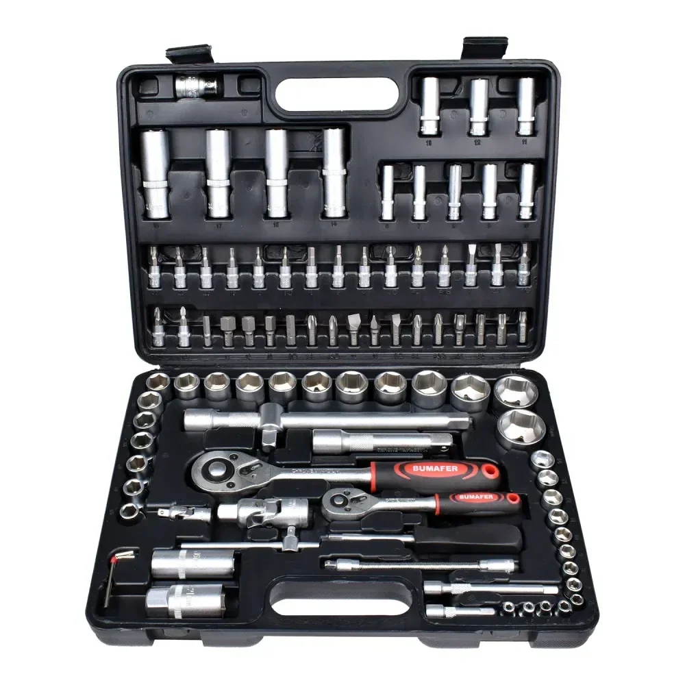 Jogo De Soquetes Sextavado Com Catraca 94 Peç Bumafer - Imagem 2