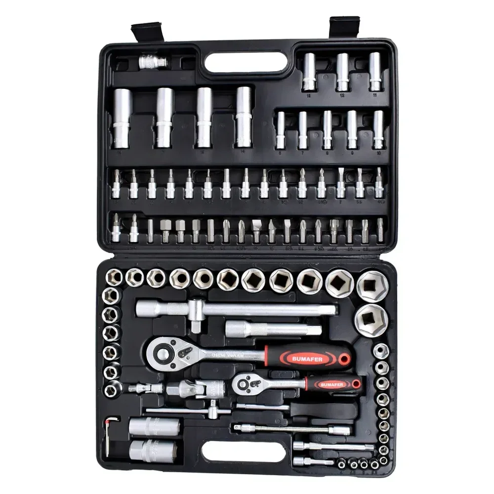 Jogo De Soquetes Sextavado Com Catraca 94 Peç Bumafer - Imagem 3