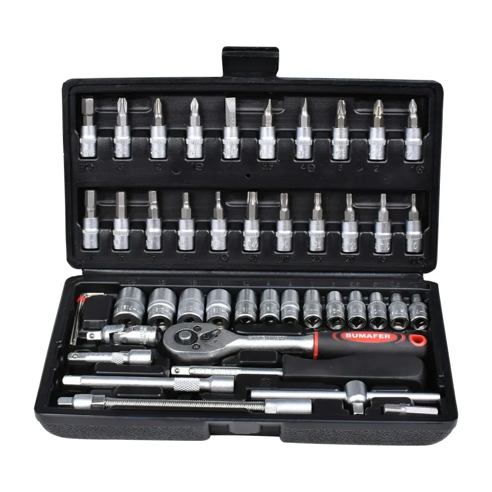 Jogo De Soquetes Sextavados 1/4 Com 46 Peç Bumafer - Imagem 2