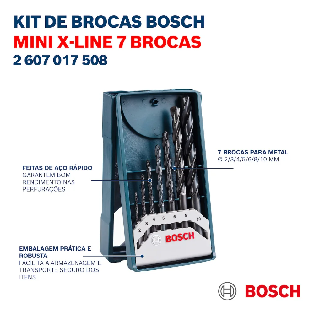 Jogo Mini X-Line 7 Brocas Para Metal 2-10Mm Bosch - Imagem 5