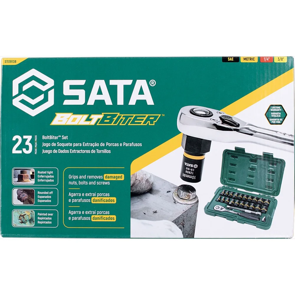 Jogo Soquete Impacto 1/4 - 3/8 23 Peç Sata - Imagem 12