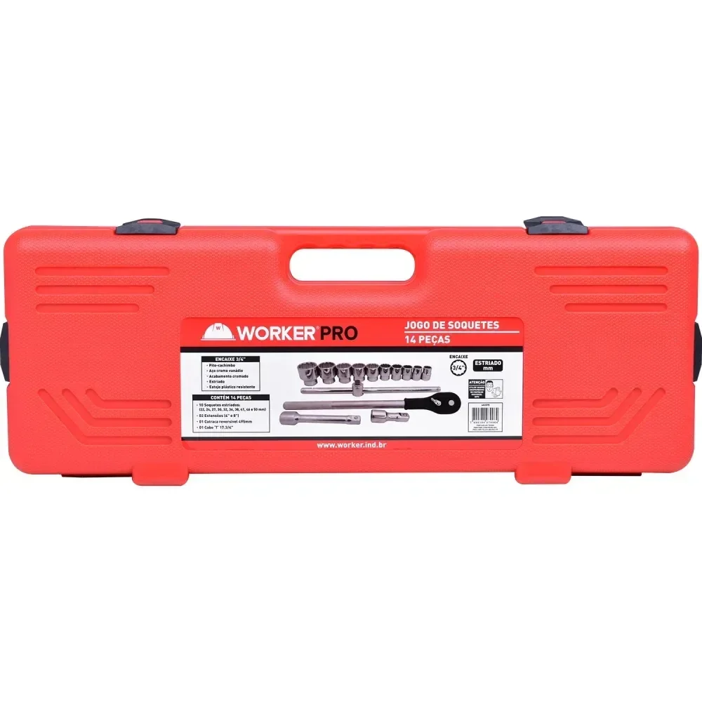 Jogo Soquetes Estriados 14 Peç Worker - Imagem 5