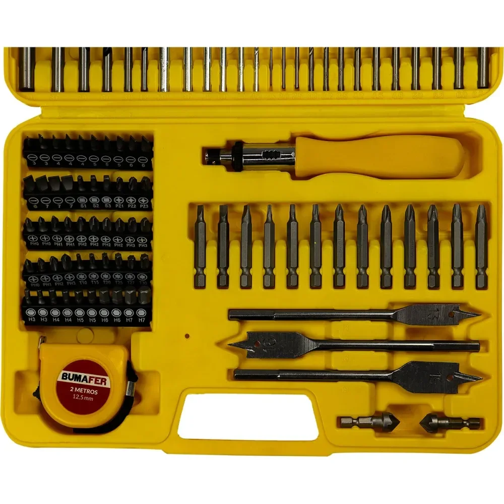 Jogos De Brocas E Bits Em Cromo Vanádio 110 Peç Bumafer - Imagem 4