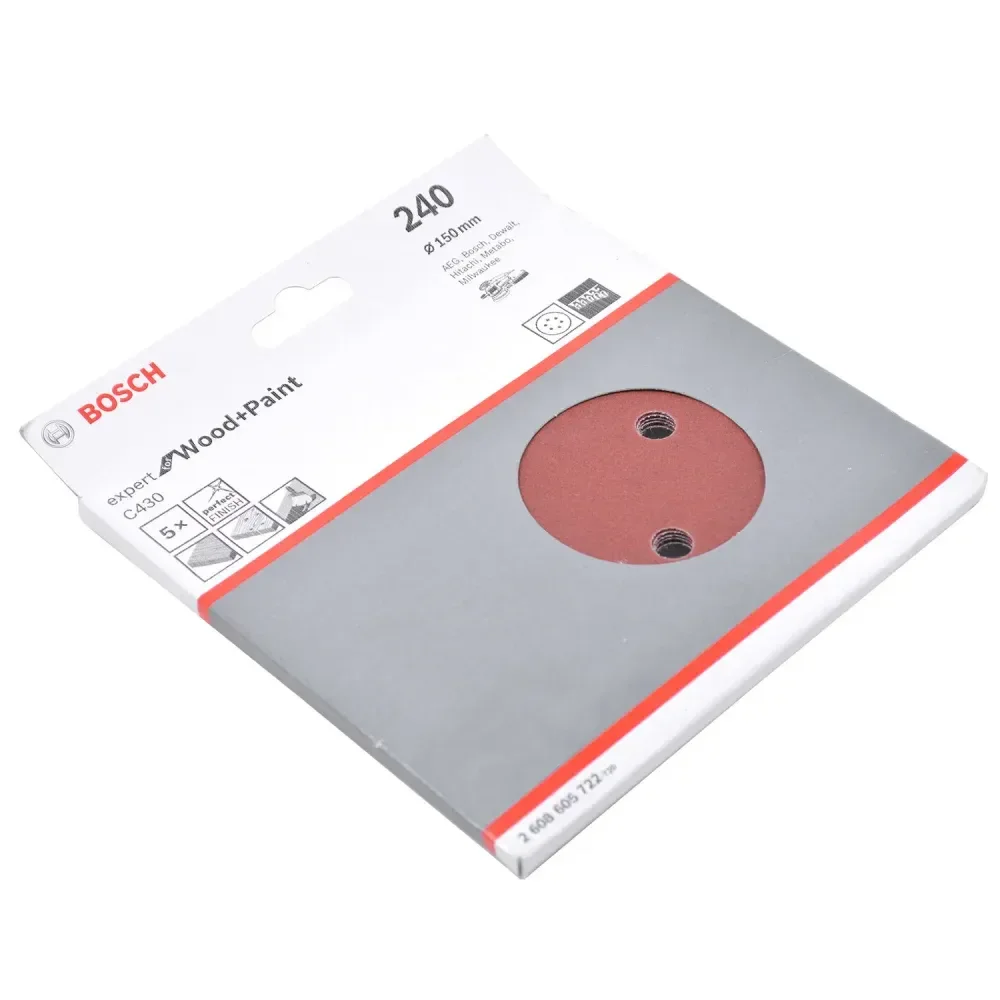 Kit 5 Folhas De Lixa Velcro 6 G240 Expert Wood Paint Bosch - Imagem 2