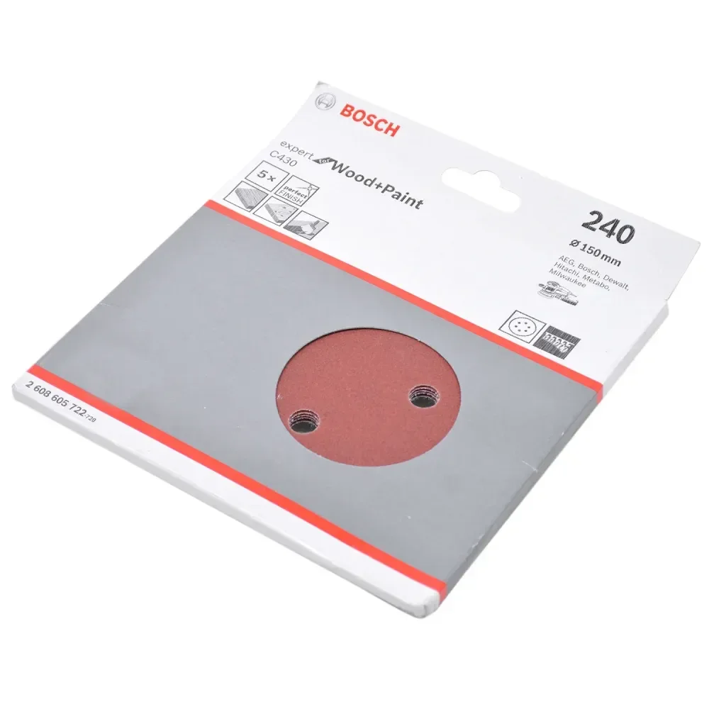 Kit 5 Folhas De Lixa Velcro 6 G240 Expert Wood Paint Bosch - Imagem 3
