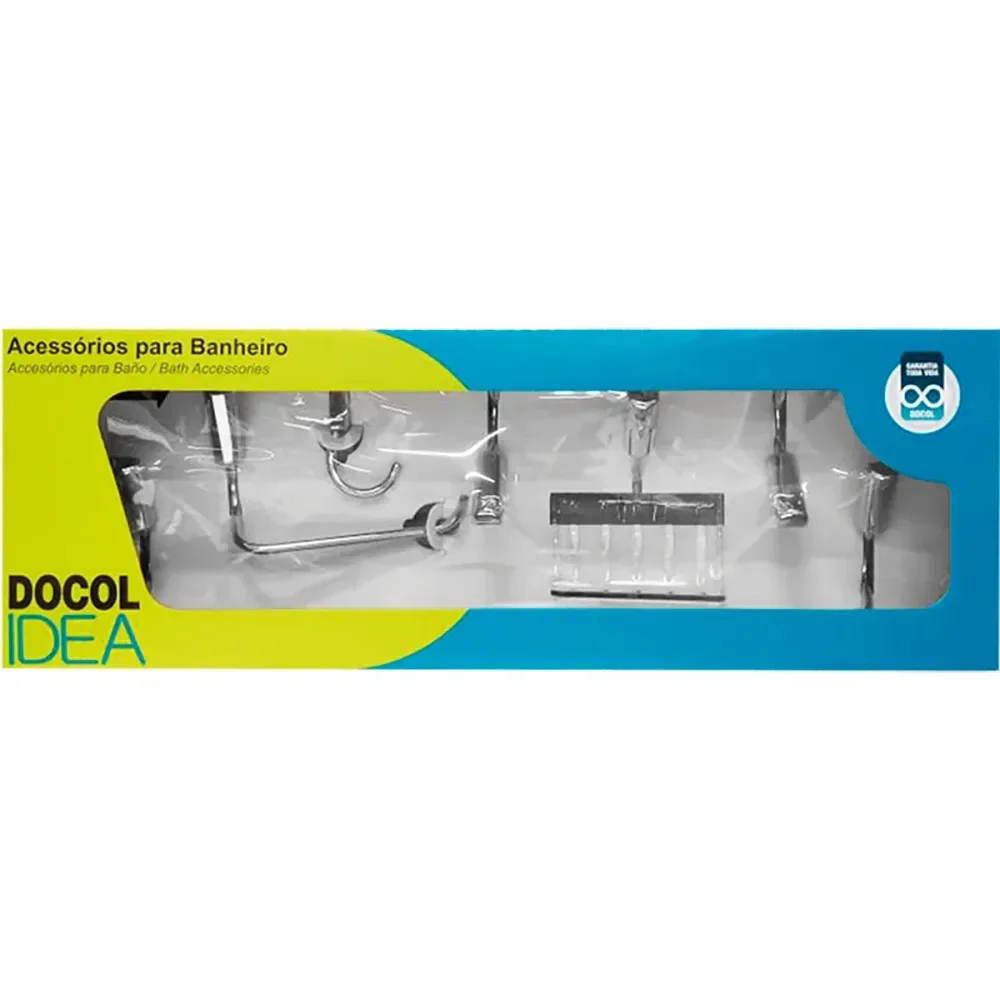 Kit Acessórios De Banheiro Idea Cromado 5 Peç Docol - Imagem 3