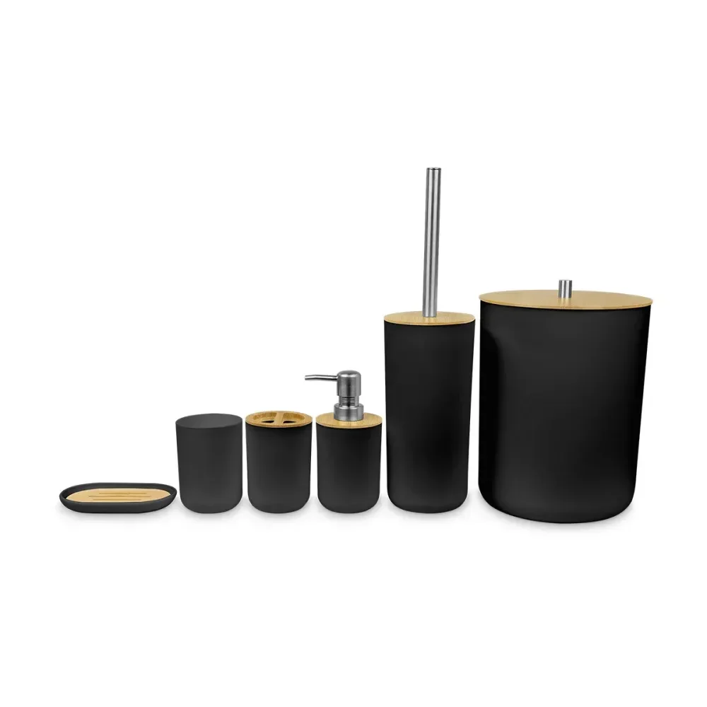 Kit Acessórios Para Banheiro 6 Peç Preta Kala - Imagem 2