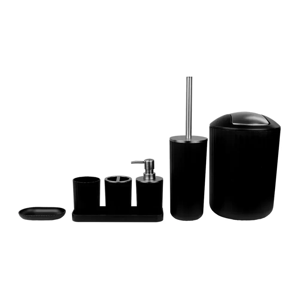 Kit Acessórios Para Banheiro 7 Peç Preta Kala - Imagem 9