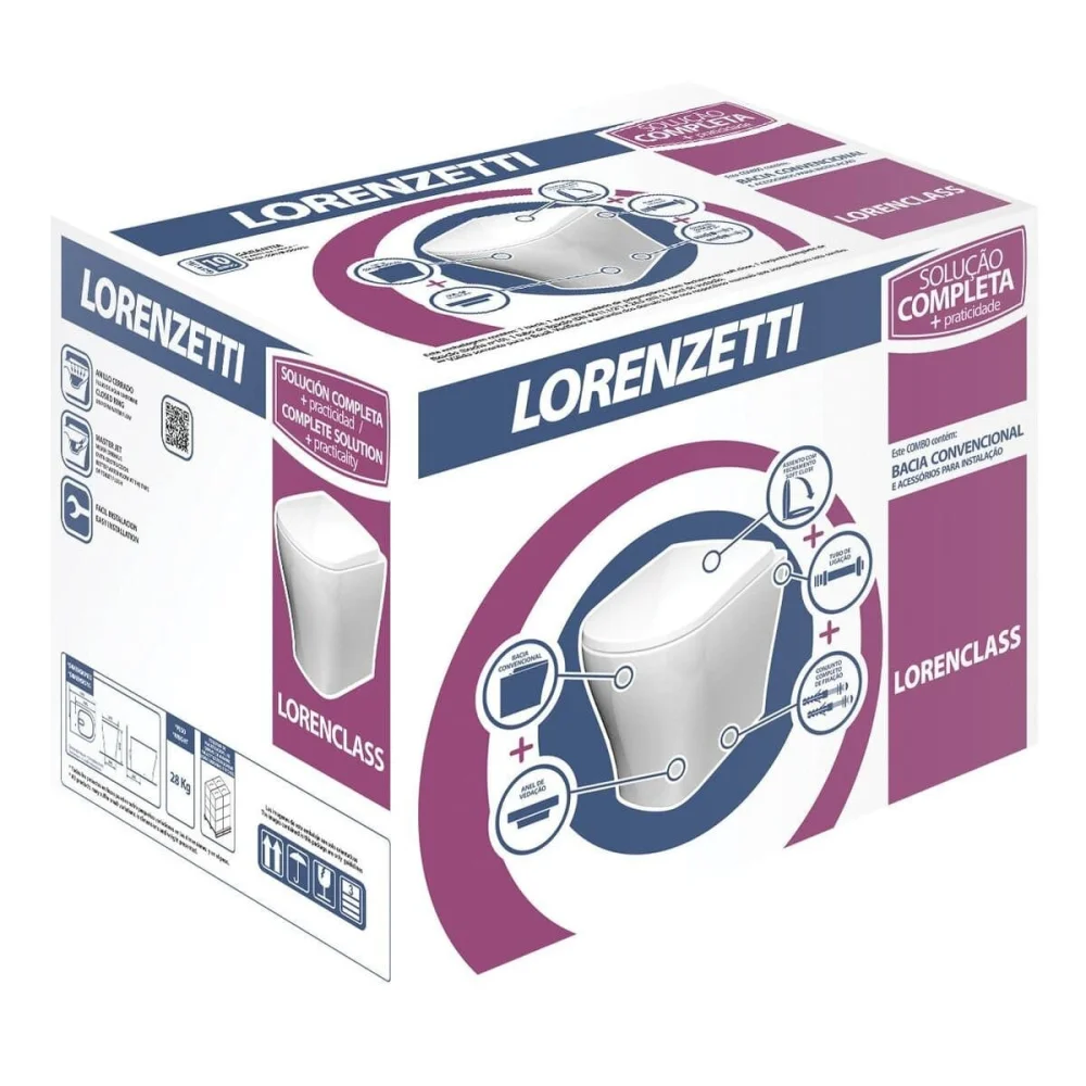 Kit Bacia Convencional Class 3/6L Branco Lorenzetti Duchas - Imagem 4