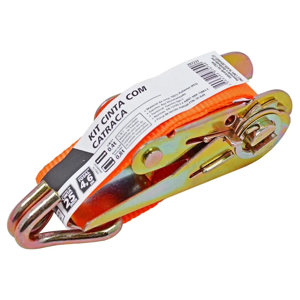 Kit Cinta E Catraca Para Amarração De Cargas 25Mm Worker - Imagem 3