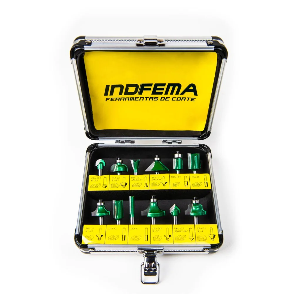 Kit De 12 Fresas Hw Para Tupia 6Mm Com Maleta Indfema 6410.01 - Imagem 2