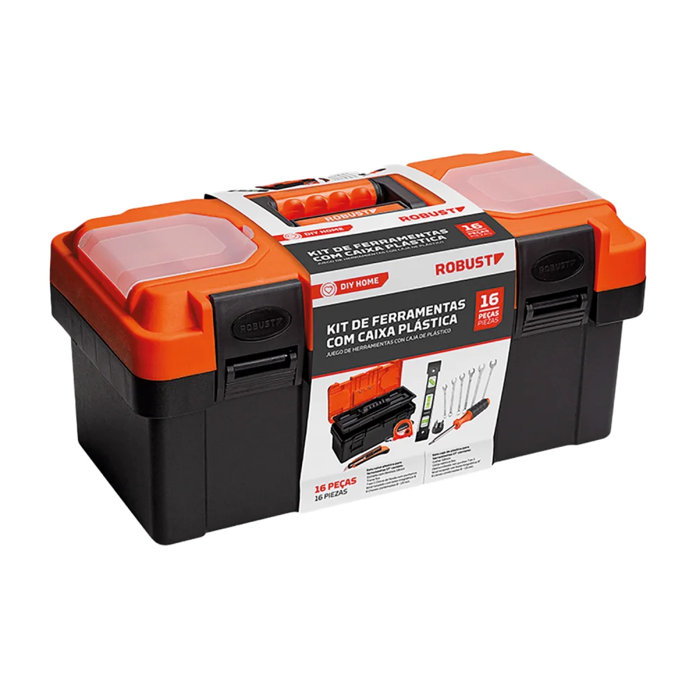 Kit De Ferramentas Com Caixa Plástica 16 Peç Robust - Imagem 2