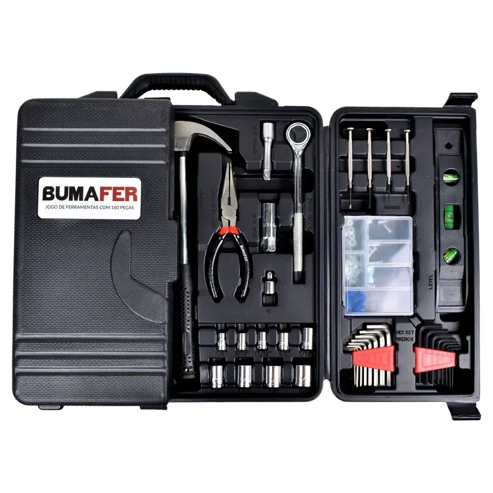 Kit De Ferramentas Modelo 160 Peç Aço Carbono Bumafer - Imagem 2