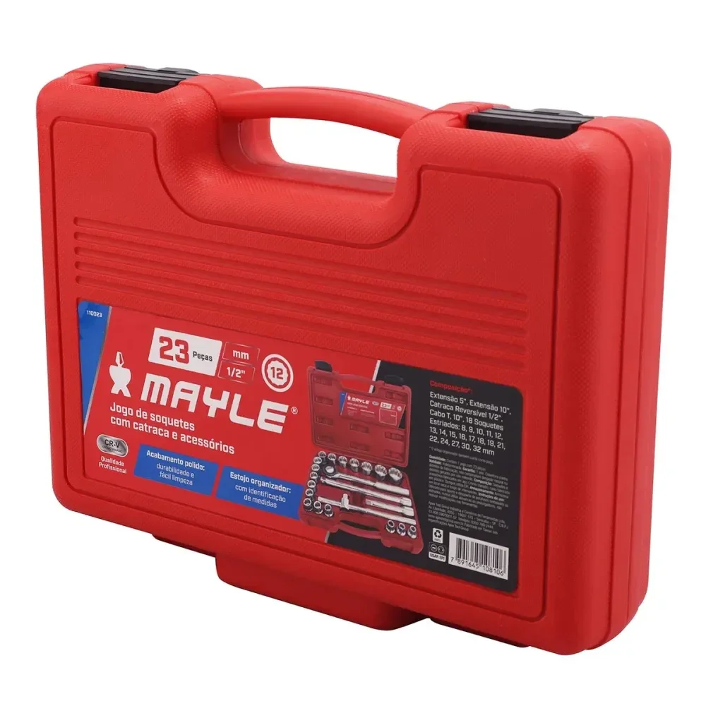 Kit De Soquete Estriado Com 23 Peç 1/2 8-32Mm Mayle - Imagem 3