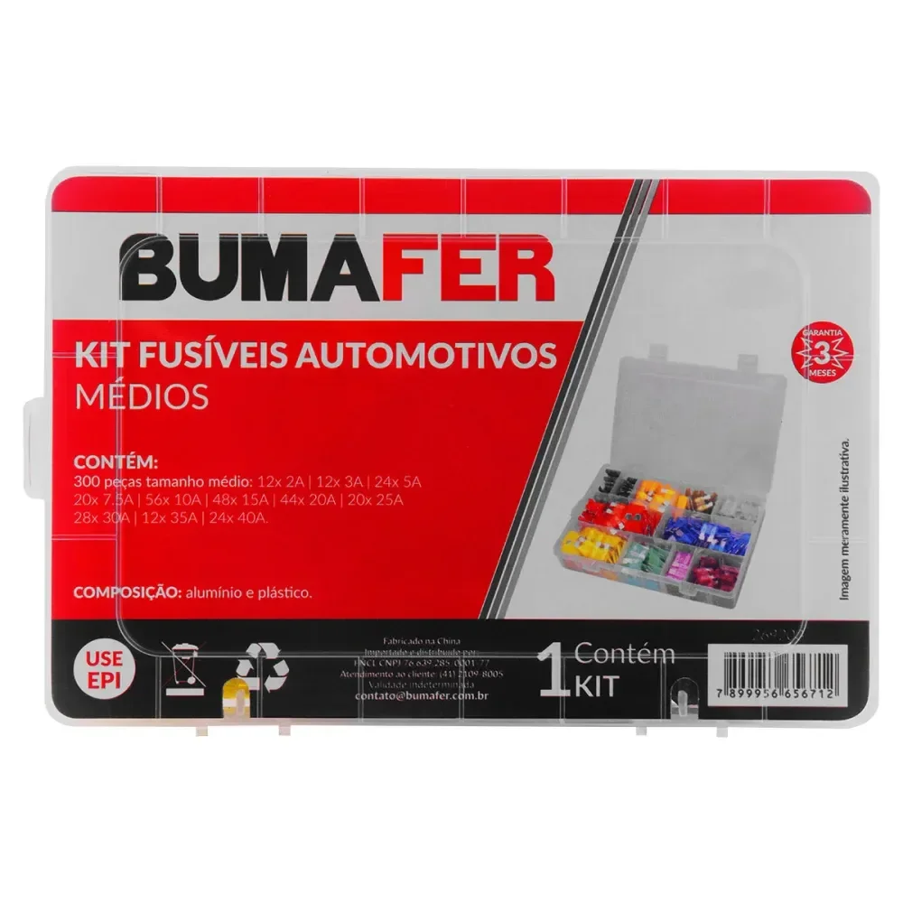 Kit Fusíveis Automotivos Médios Com 300 Peç Bumafer - Imagem 3