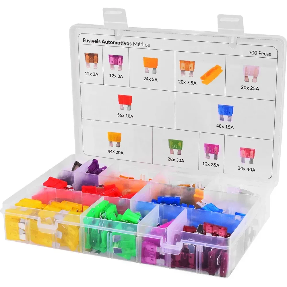 Kit Fusíveis Automotivos Médios Com 300 Peç Bumafer - Imagem 17