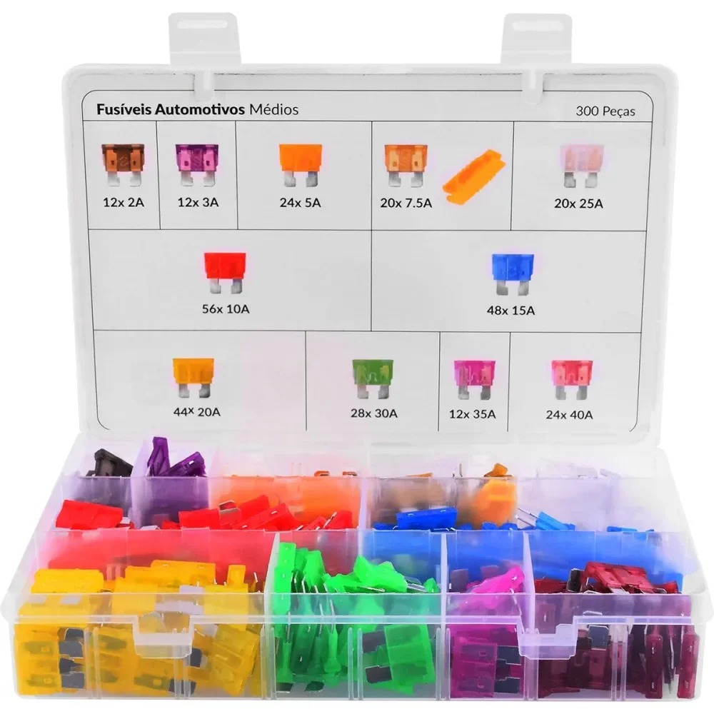 Kit Fusíveis Automotivos Médios Com 300 Peç Bumafer - Imagem 18