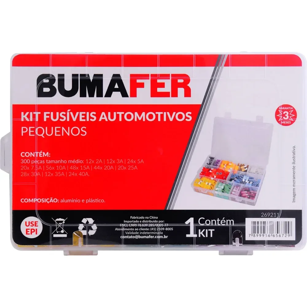 Kit Fusíveis Automotivos Pequeno Com 300 Peç Bumafer - Imagem 3