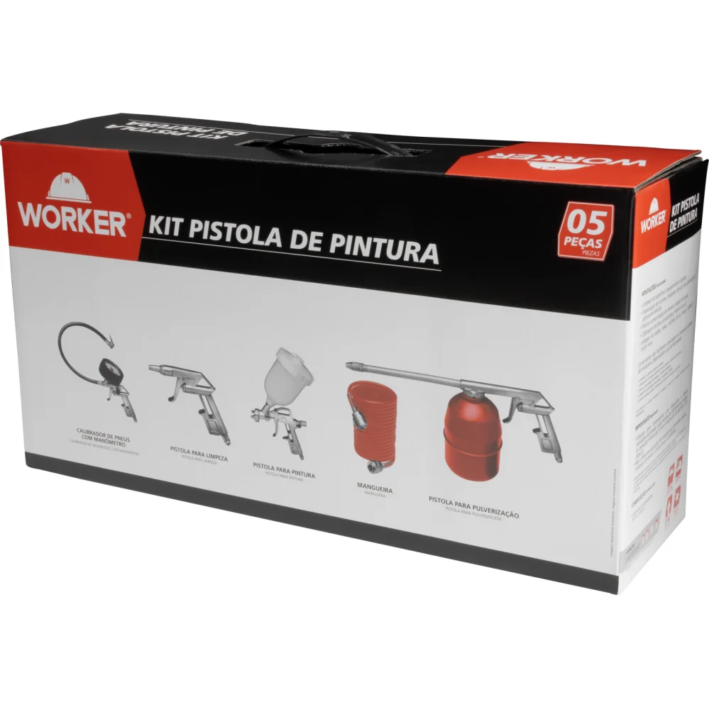 Kit Pistola De Pintura 5 Peças Worker - Imagem 7