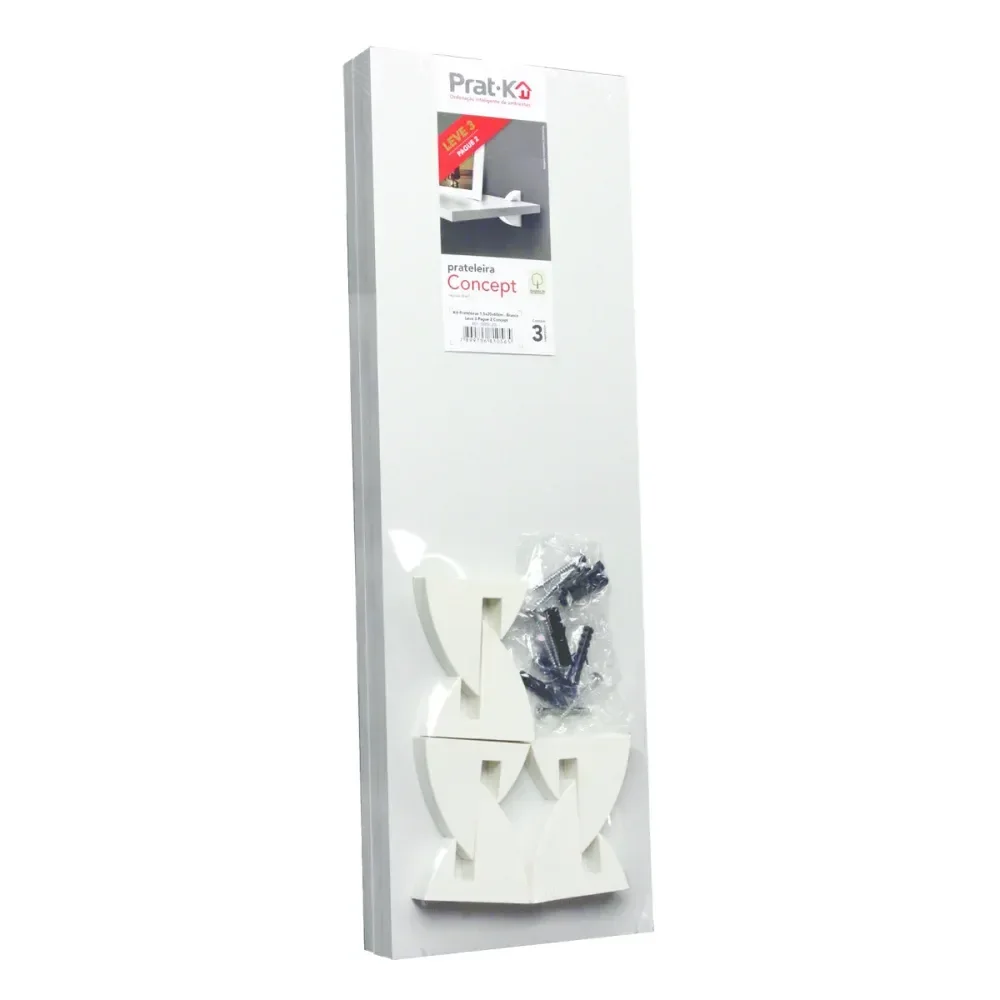 Kit Prateleira 3 Peç Branca 20X60Cm Prat-K  - Imagem 2