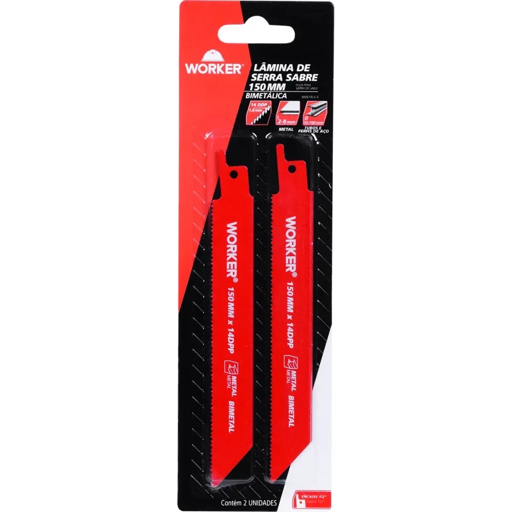 Lâmina Para Serra Sabre Bimetálica 1/2” 150Mm 14 Dentes Worker - Imagem 4