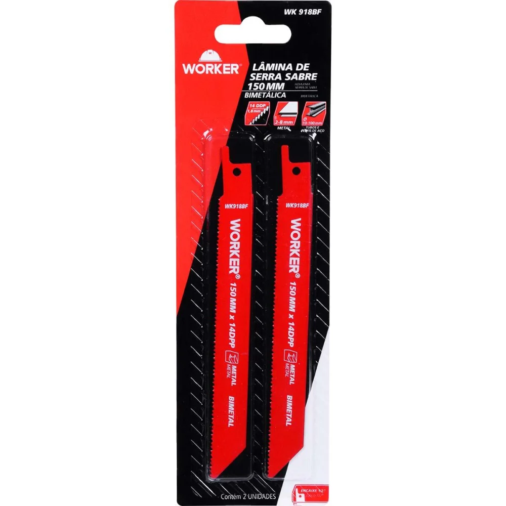 Lâmina Para Serra Sabre Bimetálica 1/2” 150Mm 14 Dentes Worker - Imagem 4