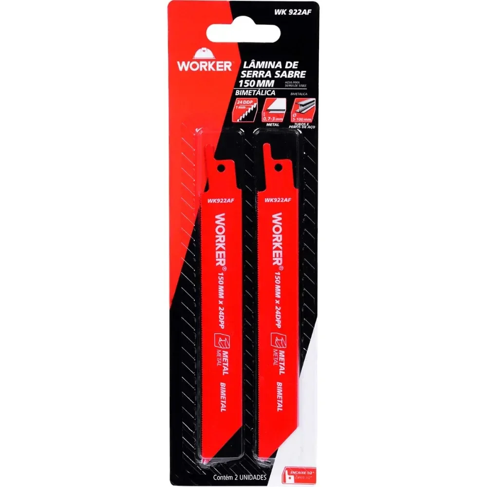 Lâmina Para Serra Sabre Bimetálica 1/2” 150Mm 24 Dentes Worker - Imagem 4