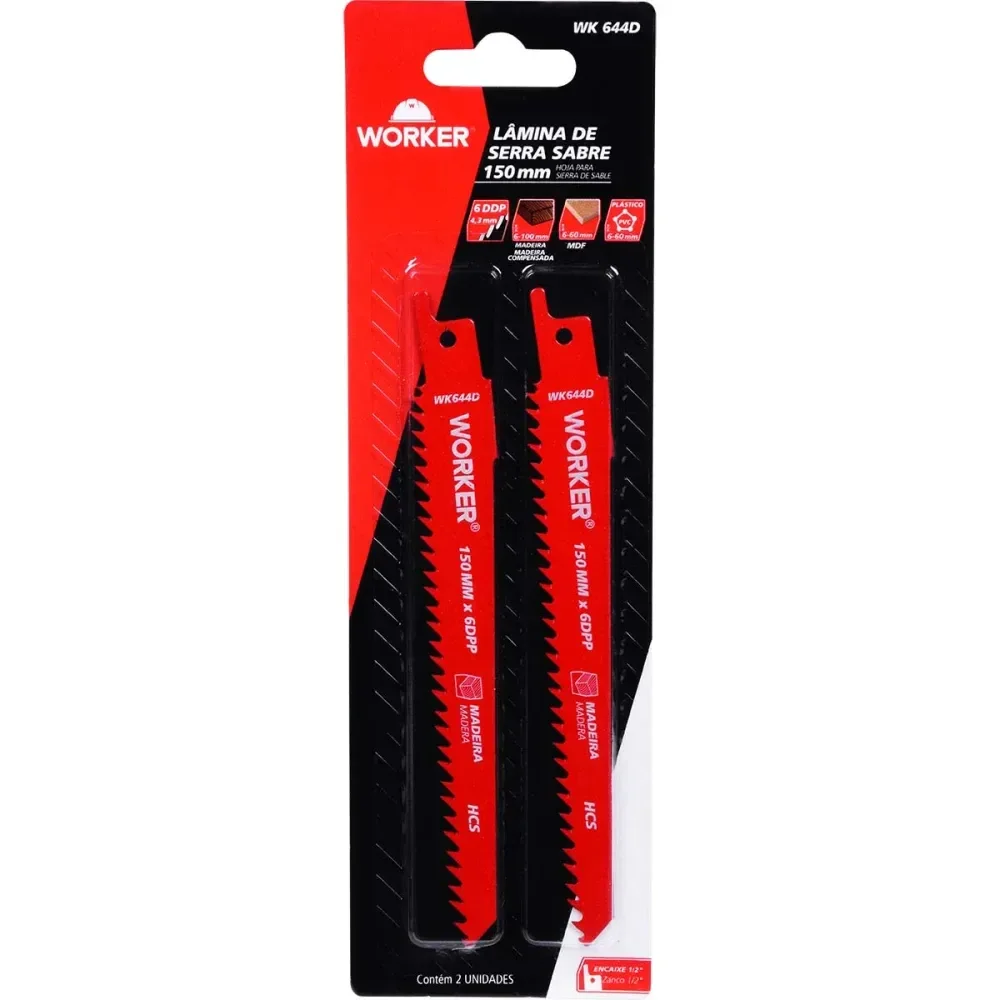 Lâmina Para Serra Sabre Hcs 1/2” 150Mm 6 Dentes Worker - Imagem 4
