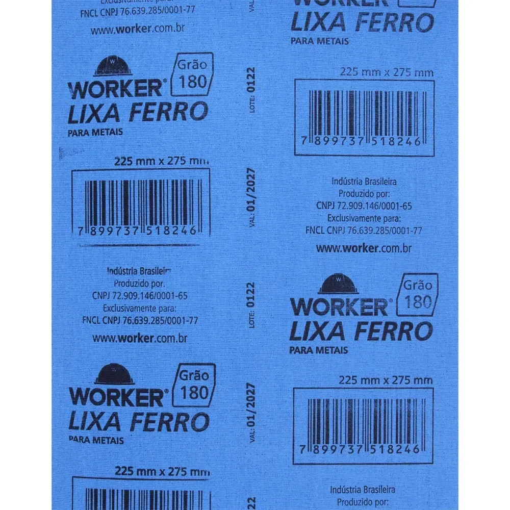 Lixa Ferro Para Acabamento Em Metais Grão 180 Worker - Imagem 2