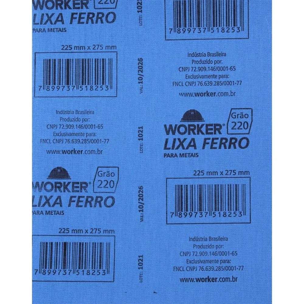 Lixa Ferro Para Acabamento Em Metais Grão 220 Worker - Imagem 2
