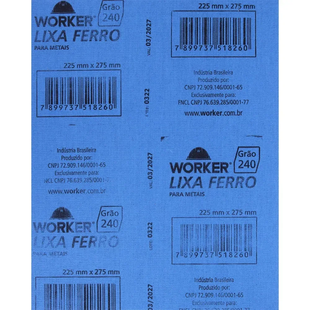 Lixa Ferro Para Acabamento Em Metais Grão 240 Worker - Imagem 2