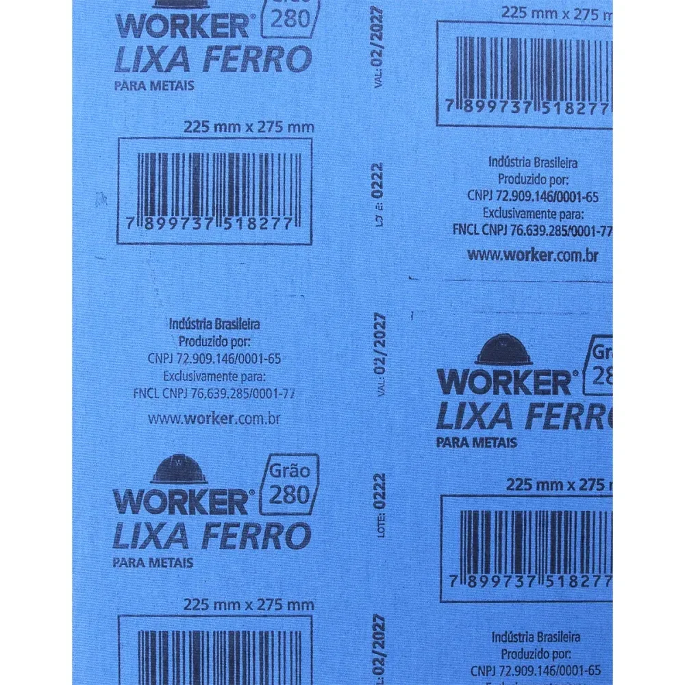Lixa Ferro Para Acabamento Em Metais Grão 280 Worker - Imagem 2