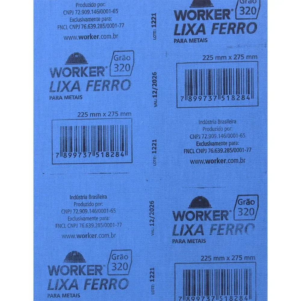 Lixa Ferro Para Acabamento Em Metais Grão 320 Worker - Imagem 2